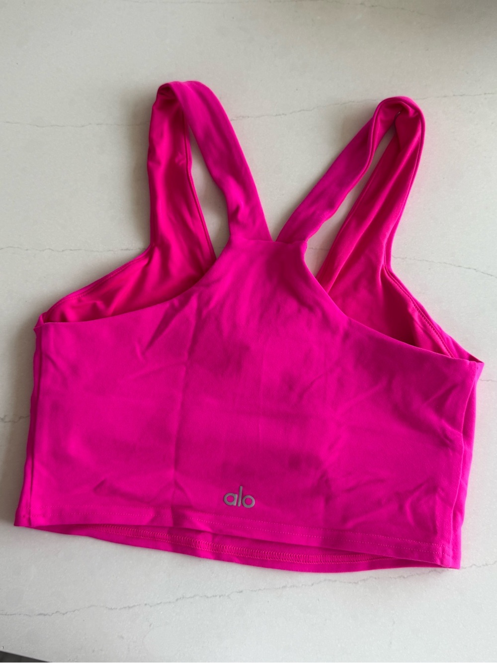 ALO Yoga Bright Pink V-Neck Racerback Sports Bralette - Picture 3 of 3